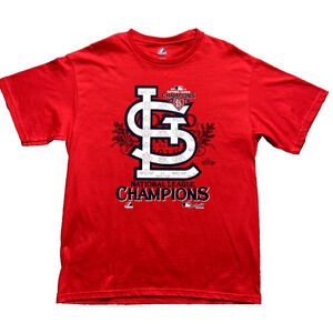 St. Louis Cardinals Shirt Mens L Red National League Champions MLB Majestic